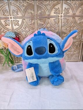 Plush Stitch Character Kids Backpack - Blue & Pastel Pink